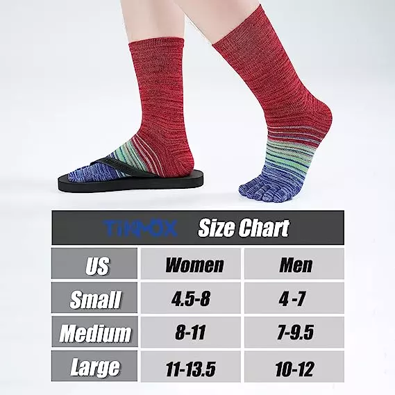 TikMox Toe Socks Crew Running Socks(3Pairs)