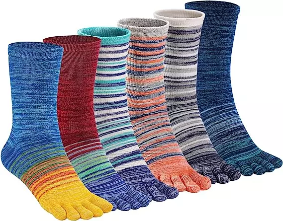TikMox Toe Socks Crew Five Finger Socks 6Pairs TikMox Toe Socks Crew Five Finger Socks 6Pairs