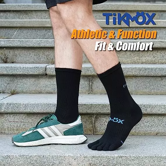 TikMox Toe Socks Coolmax Thickened Crew Socks 3pairs TikMox Toe Socks Coolmax Thickened Crew Socks 3pairs